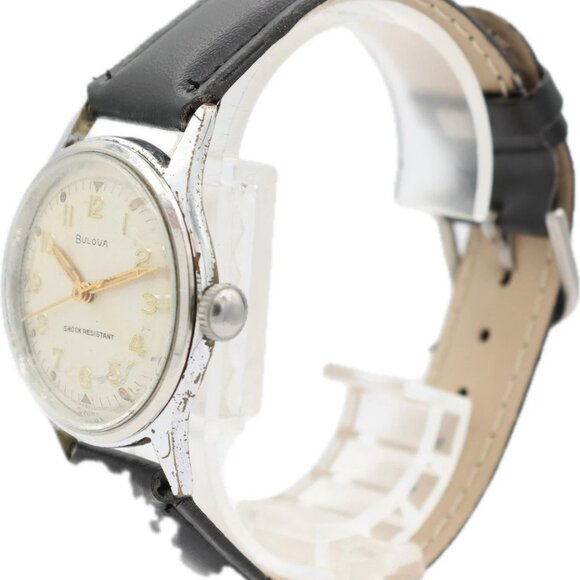 Vintage 32mm Bulova Watertite Men\'s Mechanical Wristwatch Swiss Base Metal